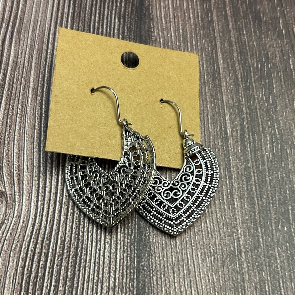 Elegant Silver Heart Earrings